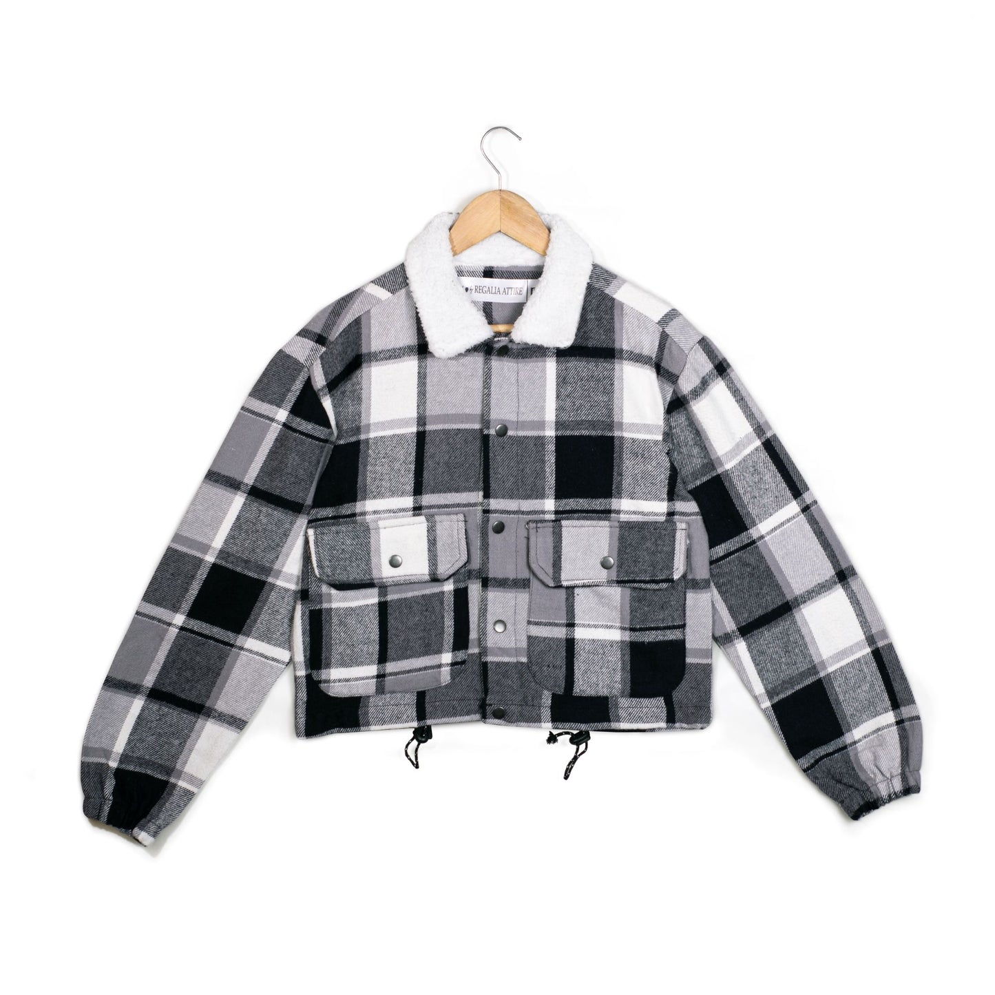 REGALIA EZwear Sherpa collar plaid top