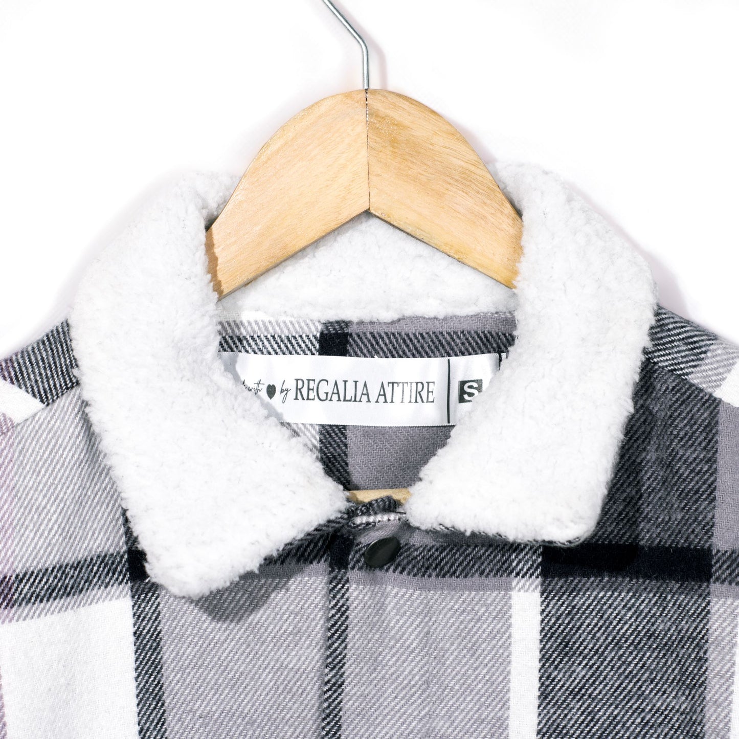 REGALIA EZwear Sherpa collar plaid top