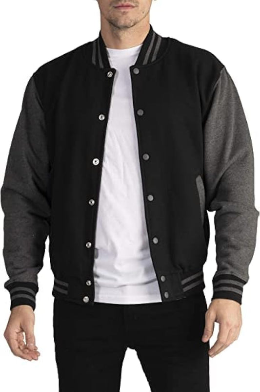 Varsity jacket/Baseball jacket- Black and charcoal